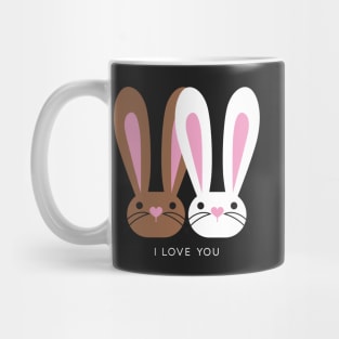 I Love You Brown White Pink Bunnies Mug